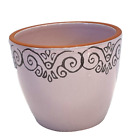Pink Redware Flower Pot/Planter w/Gray Scrollwork Made in Portugal