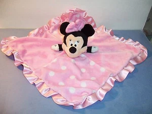 SECURITY BLANKET - DISNEY BABY - MINNIE MOUSE - PINK / DOTS / CRINKLE - VGC - Picture 1 of 3
