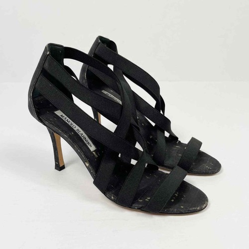 MBT Manolo Blahnik sandalo nero con cinturino in sughero tacco 35 5 EU 5 5 US