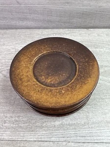 Vtg Lot of 6 BENNINGTON POTTERS Vermont Brown Sponged Plates Saucer Dish #1627 - Picture 1 of 10