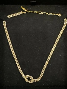 Gold Tone Rhinestone Tennis Necklace CIRO Brand Statement Piece Missing 1 Stone - Picture 1 of 6