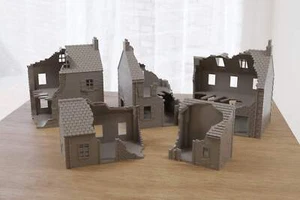 Normandy French Village Set (Volume 1 - Destroyed) 3D Printed Tabletop Wargaming - Picture 1 of 13