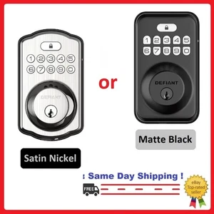 Single Cylinder Electronic Deadbolt Door Lock BackLit Keypad Satin Nickel/Black - Picture 1 of 7