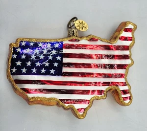 Christopher Radko Tierra del Hogar Libre de los Valientes Bandera EE. UU. Adorno de Navidad - Imagen 1 de 6