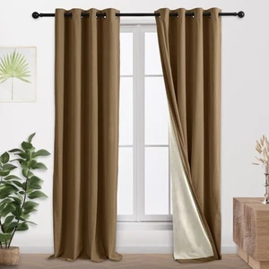 100% Full Blackout Velvet Curtains with Liner 96 inch Long 2 Panels for Livin... - Picture 1 of 8