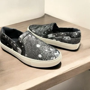 Corky's Pine Top Animal Print Fur Women's Slip On Black / Silver - Pewter Size 9 - Picture 1 of 9