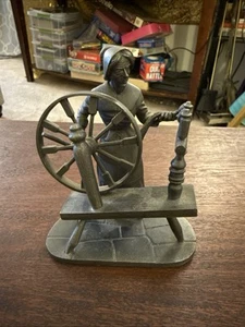 Vintage 1975 The SPINNER Franklin Mint Fine Pewter Figurine Colonial America - Imagen 1 de 12