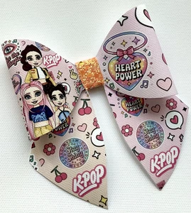 DEMON POP GIRLS (2) BAND 4" PRINTED CANVAS FABRIC SAILOR BOW TEMP MAKE HAIR BOW - Picture 1 of 4