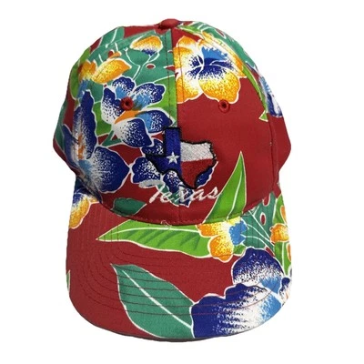 Floral Hawaiian Snapback Trucker Hat 1990s Old Vintage Republic of Texas Red - Image 1 of 4