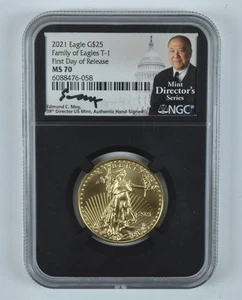 2021 $25 American Gold Eagle Type 1 FDOI Moy 1/2 Oz Gold MS70 NGC *9279 - Picture 1 of 3