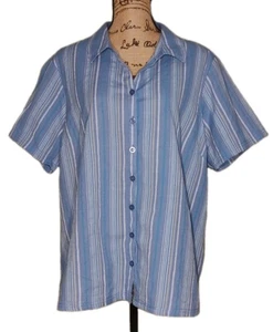 Gloria Vanderbilt Casuals – blau gestreift coole Baumwolle Knopfleiste – Damengröße 1X - Bild 1 von 3