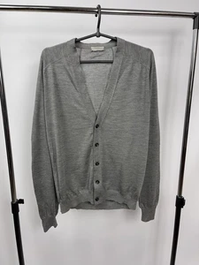 Balenciaga.Paris Cardigan Size L Grey Knit 100% Wool Sweater Made in Italy - Picture 1 of 5
