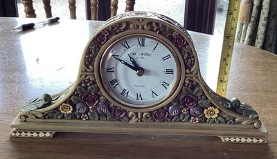 W Widdop Resin Floral Mantle Clock - Image 1 of 4