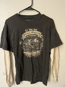Lucky Brand Vintage Inspired T-Shirt Size Medium Double Layered Brown - Picture 1 of 5
