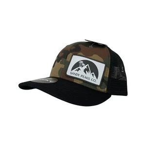 Sandy Peaks - Decky 1054 6 Panel Mid Profile Trucker, Black/ Woodland Camo/Black - Picture 1 of 8