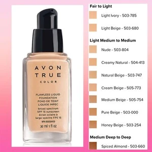 Avon True Color Flawless Liquid Foundation SPF15 - 1 oz - 30 ml / Various Shade - Picture 1 of 2