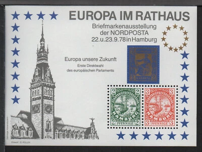 ✔️ GERMANY COLONY Souvenir sheet EUROPA IM RATHAUS HAMBURG 1978 - Image 1 of 2