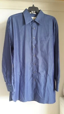 Camisa de Vestir John W. Nordstrom Talla 16/34 Azul Tejida en Austria Hecha en Hong Kong Foto 1 de 4