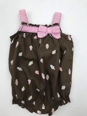 Gymboree Ice Cream Shop Bebé Niña 0-3 Meses Sin Mangas Burbuja Mameluco Traje de Sol Foto 1 de 4