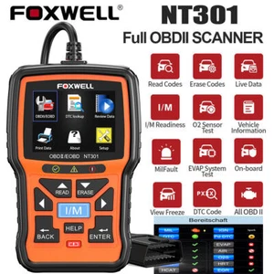FOXWELL NT301 Car Engine OBD2 EOBD Scanner Auto Code Reader Diagnostic Scan Tool - Picture 1 of 10