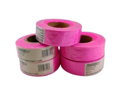 5 x Johnson Level & Tool 3301-P Glo Pink Flagging Tape 1" x 200' - Image 1 of 4