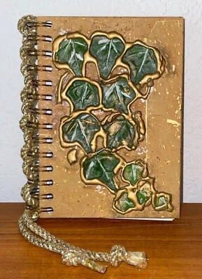 1995 Michael Roger "Cork Book" Blank Journal Gold Outlined Green Leaves 5"x7" - Image 1 of 4