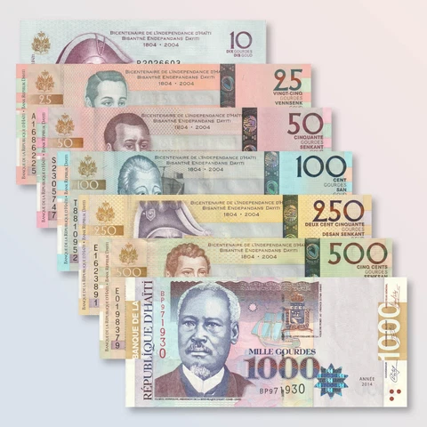 Haiti Full Set 7 pcs, 10-1000 Gourdes, 2006-2014, P272-P278, Commemorative | UNC Cover