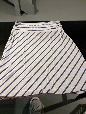 Saia Feminina Faded Glory Comprimento Médio Midi Cintura Elástica Linha A Listrada Cinza - Imagem 1 de 3