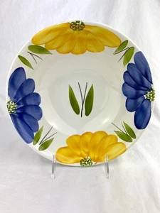 La Primula Daisy Floral Yellow + Blue Flowers Bowl Hand Painted Made in Italy - Picture 1 of 7