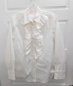 Valentino rot weiß Rüschen Button Down Hemd Bluse Gr. 6 - Bild 1 von 6