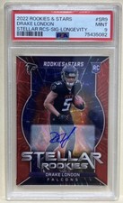 Drake London 2022 Rookies & Stars Stellar Rookies Longevity Auto/25 PSA 9 Pop 2!