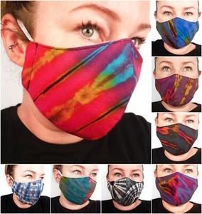 Tie Dye Face Mask Reusable Washable Adult Face Covering Three Layers - Picture 1 of 90