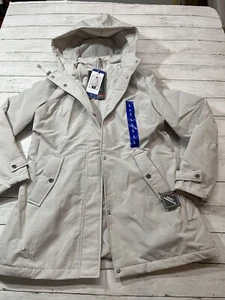 HFX Ladies' All Weather Hooded Water & Wind Resistant Trench Coat Cement Size Lg - Picture 1 of 9