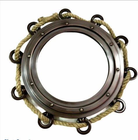 Traditional Nautical Antique Jute Rope Porthole Mirror For Home And Office Decor Cover