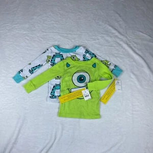 Disney Pixar Monster Lot of 2 Pajama Top Boys 18M Green Mike Wazowski Snug Fit - Picture 1 of 7