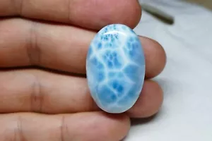 57.9ct Natural Blue Larimar Gemstone Cabochon Size 41x21x4 mm - Picture 1 of 10