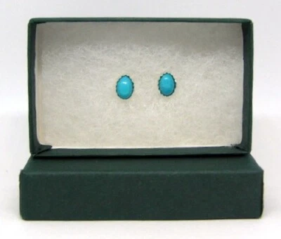 Pendientes Turquesa Bella Durmiente, Juego de Cabujones 7 X 5 mm en S/S, 1,55 Quilates Foto 1 de 4