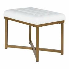 HomePop Modern Style Metal Bench with Velvet Seat in White Finish