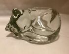 Indiana Glass Company Clear Sleeping Kitty Cat Candle Holder. New Without Box