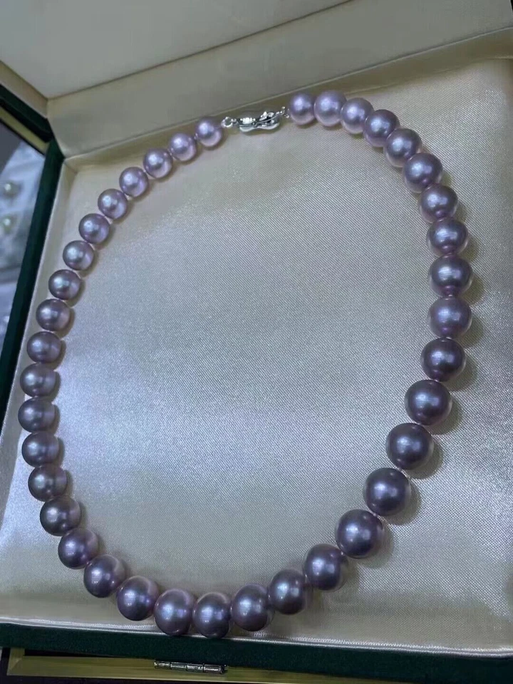 великолепный 11-12 мм Южное море лаванда жемчуг ожерелье 18 дюймов 925s - Изображение 1 из 3