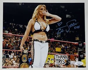 TRISH STRATUS Signed 8x10 Photo Wrestling Autograph Wrestler Autographed WWE JSA