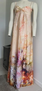 Silk Long Flowy Summer Dress With Ribbon Detail - Picture 1 of 8
