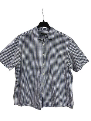 Claiborne Mens Blue White Black Plaid Short Sleeve Button Front Shirt 2XL Cotton - Image 1 of 4