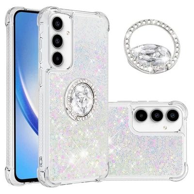 For Various Phone Quicksand Glitter Case +Diamond Ring Holder Cover Stand Girls - Image 1 of 4