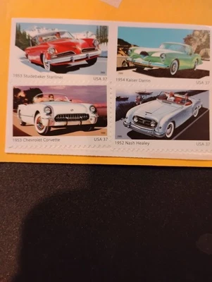 Scott #3935b (3931-3935) 50s SPORTY CARS Plate Block of 4 Stamps - MNH - Image 1 of 2