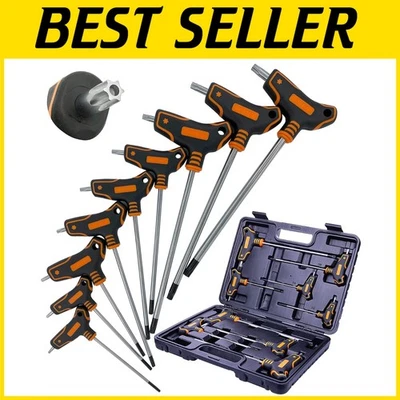 Durable T-handle Torx Wrench Set - Precision Cut Sizes T10 to T50 in Storage Box - Image 1 of 4