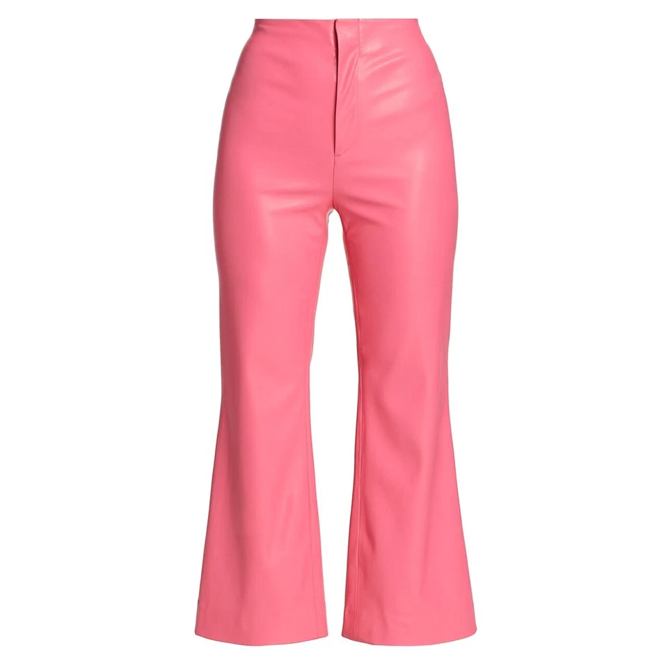 Pantalones al Tobillo Alice + Olivia 'Lorinda' Rosa Poliuretano Cuero Vegano Acampanados Talla Foto 1 de 4