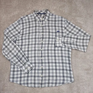 Johnnie-O Shirt Mens Large Gray White Plaid Hangin Out Button Down Casual - Picture 1 of 7