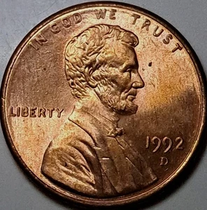 Centavo Lincoln Memorial 1992 D AU centavo 1C rojo - Imagen 1 de 2