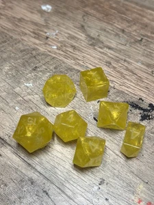 RAW* Dice: Aurelion Yellow _ Resin-Cast Dice Set *See Description* Handmade D&D - Picture 1 of 4